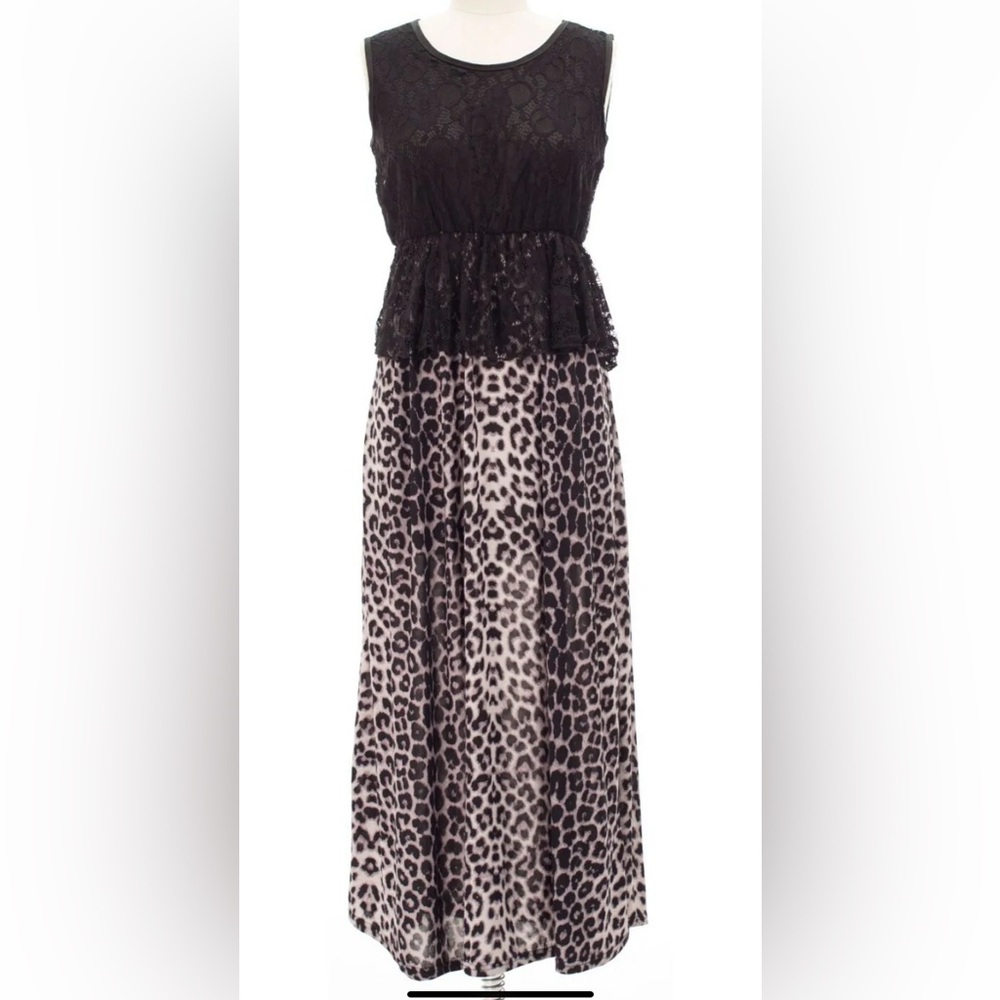 Animal & Lace Ankle Dresses Gray